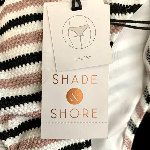 Shade & Shore Striped Pique Cheeky Bikini Bottom Bathing Swim S M - Picture 6 of 10